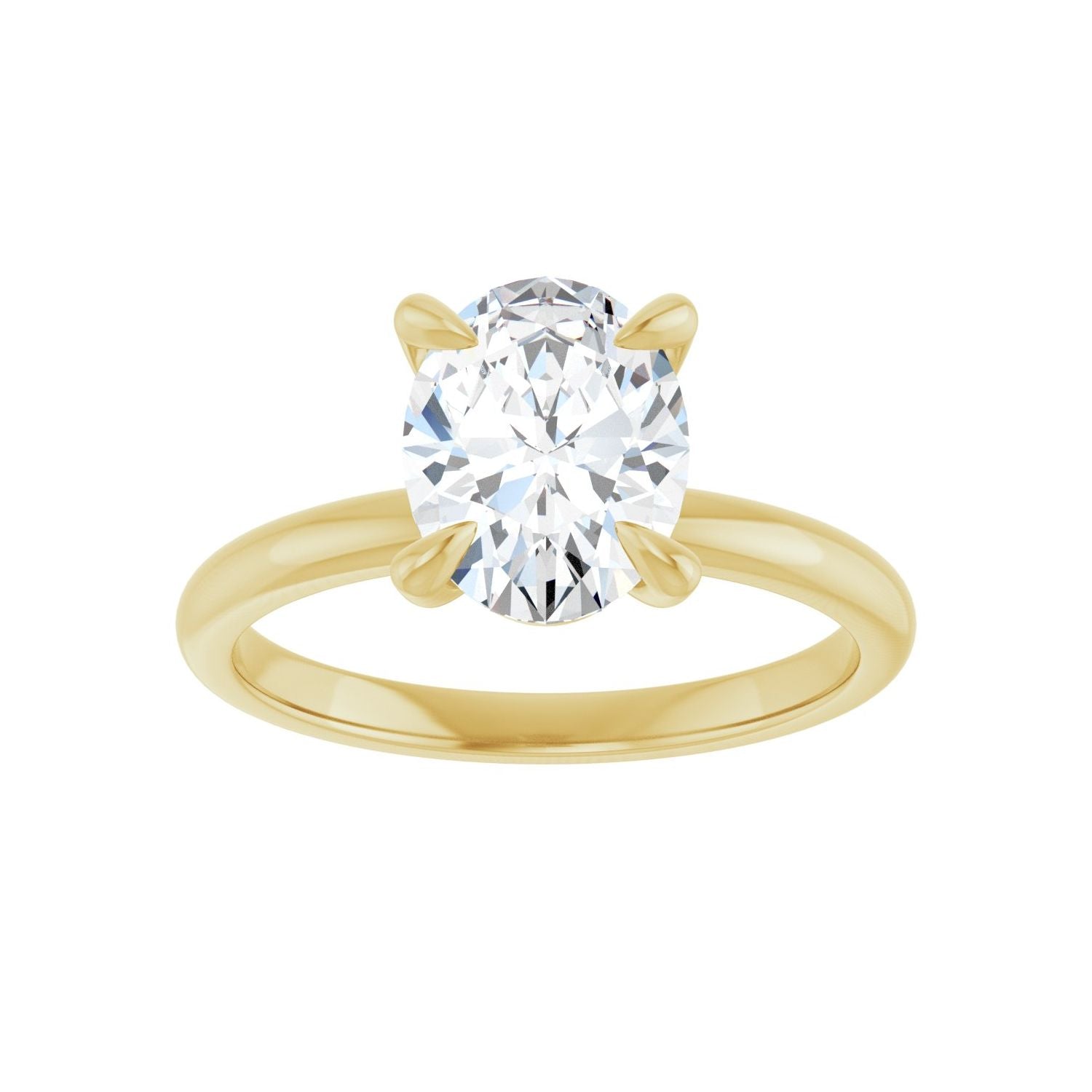 Oval Solitaire Engagement Ring | Metal Type=14K Yellow Gold | Center Stone Size=2 CT | Image 3