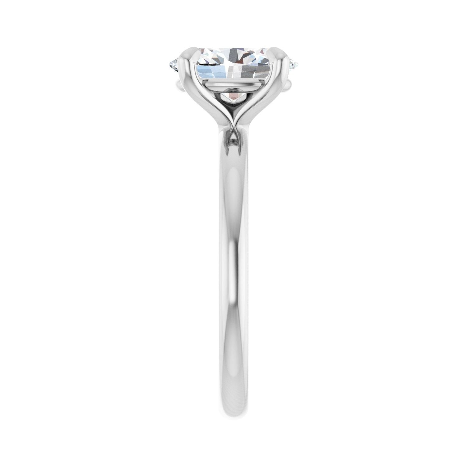 Oval Solitaire Engagement Ring | Metal Type=14K White Gold | Center Stone Size=2 CT | Image 4