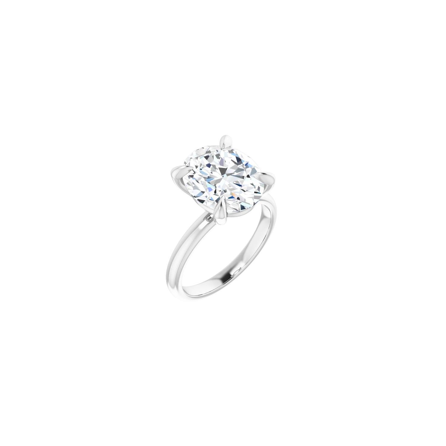 Oval Solitaire Engagement Ring | Metal Type=14K White Gold | Center Stone Size=3 CT | Image 1