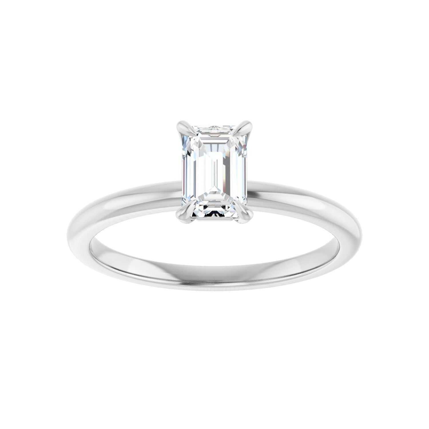 Emerald Solitaire Engagement Ring | Metal Type=14K White Gold | Center Stone Size=1 CT | Image 3