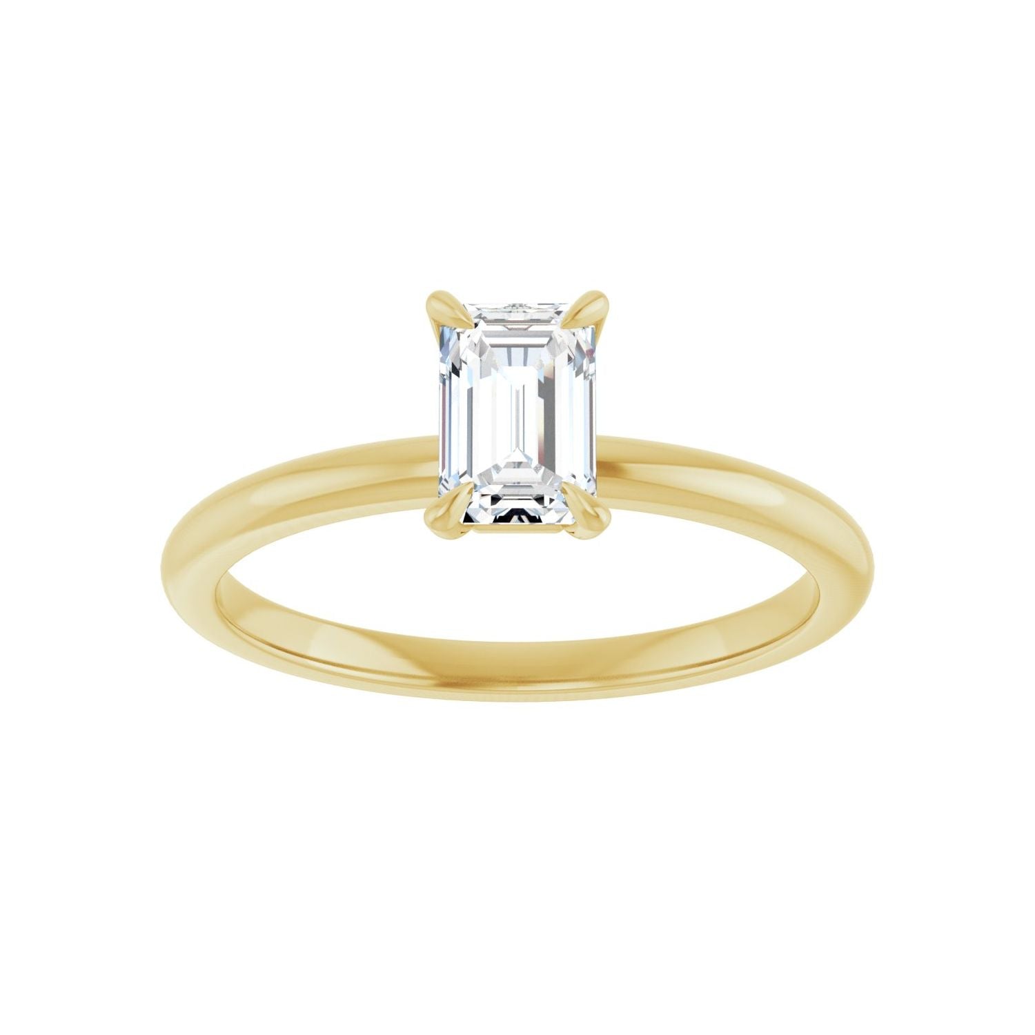 Emerald Solitaire Engagement Ring | Metal Type=14K Yellow Gold | Center Stone Size=1 CT | Image 3