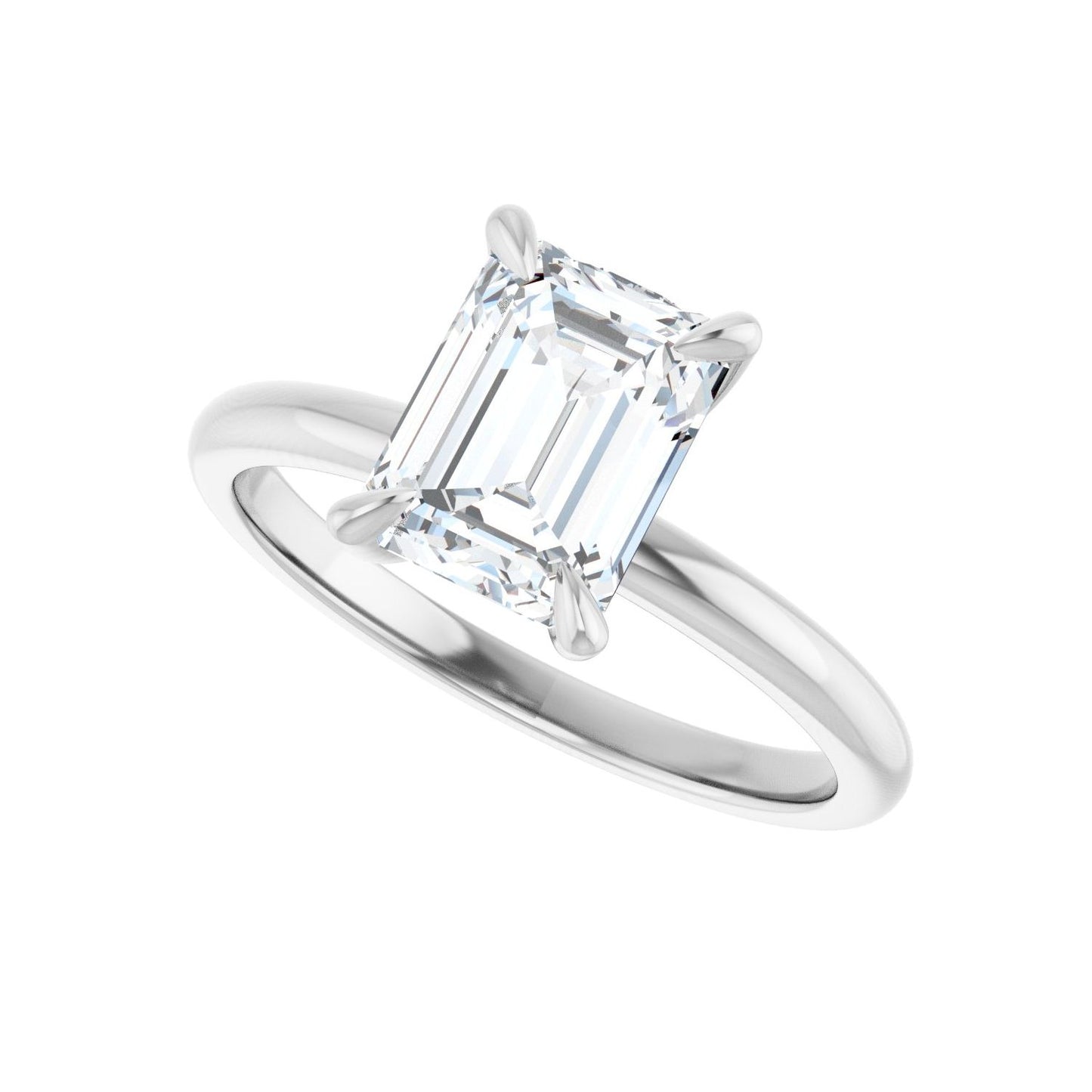 Emerald Solitaire Engagement Ring | Metal Type=14K White Gold | Center Stone Size=2 CT | Image 5