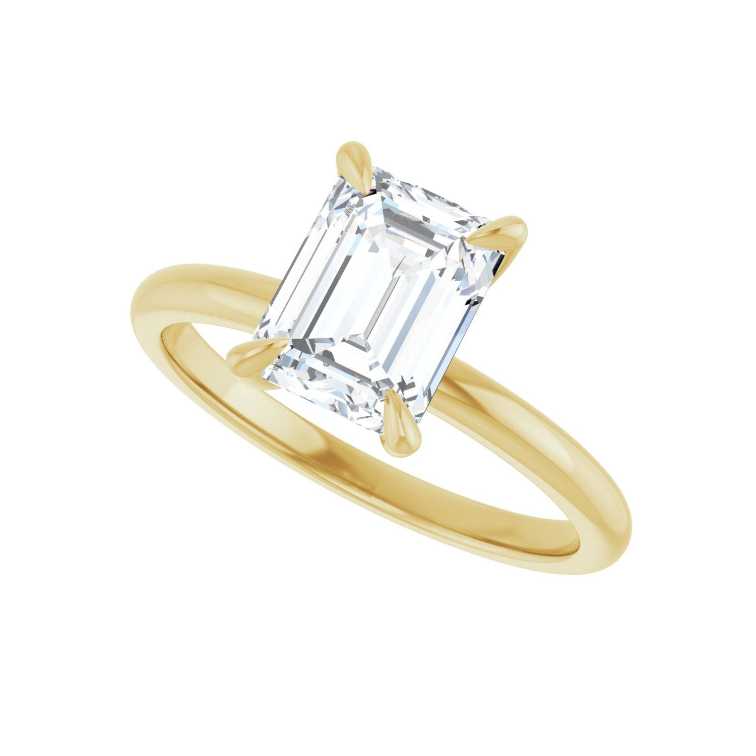 Emerald Solitaire Engagement Ring | Metal Type=14K Yellow Gold | Center Stone Size=2 CT | Image 5