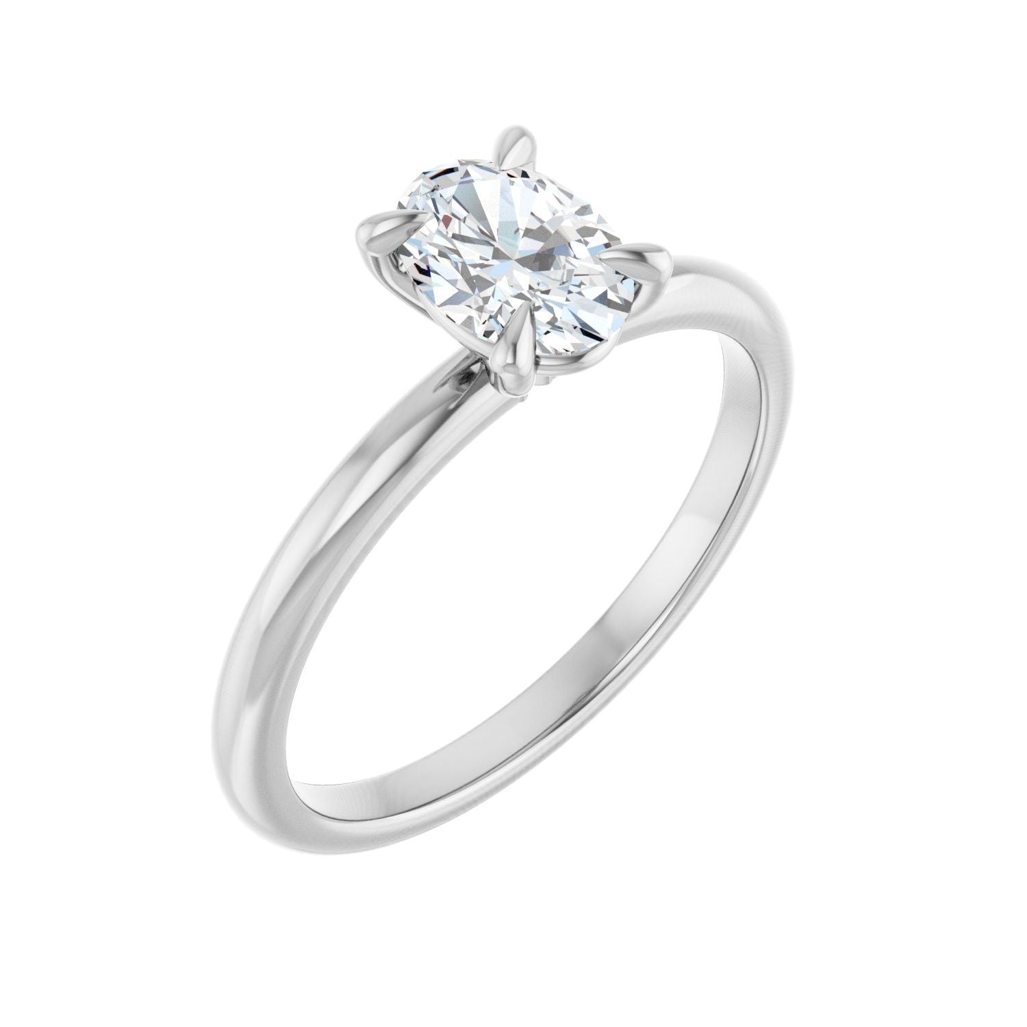Oval Solitaire Engagement Ring | Metal Type=14K White Gold | Center Stone Size=1 CT | Image 1