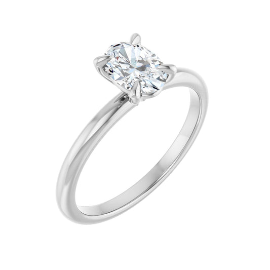 Oval Solitaire Engagement Ring | Metal Type=14K White Gold | Center Stone Size=1 CT | Image 1