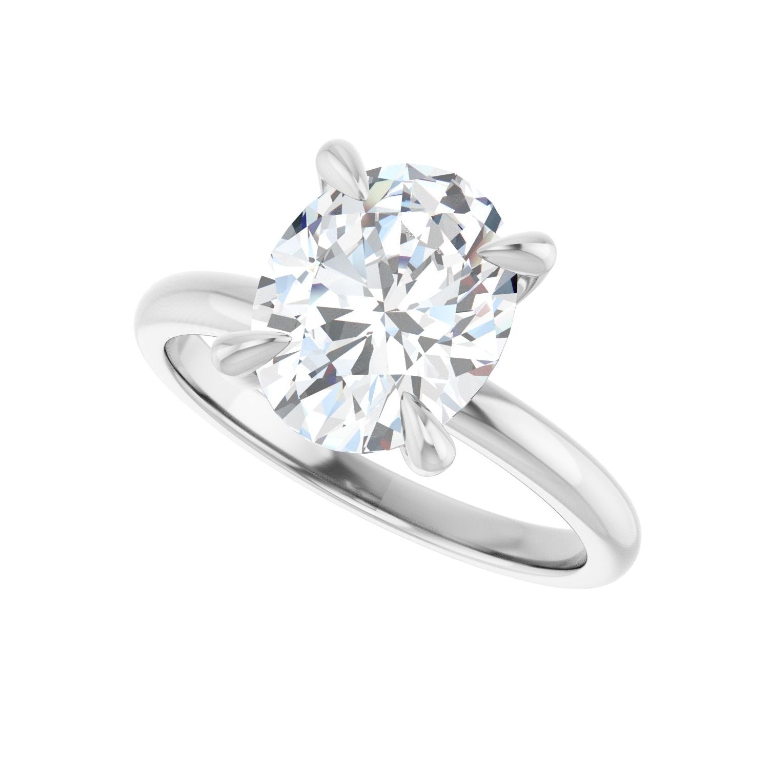 Oval Solitaire Engagement Ring | Metal Type=14K White Gold | Center Stone Size=2.5 CT | Image 5