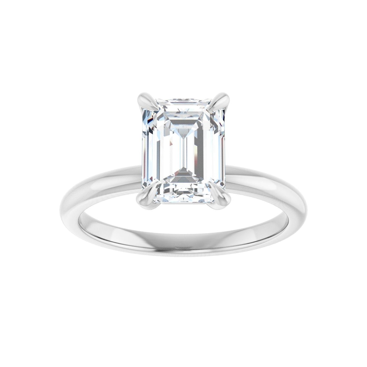 Emerald Solitaire Engagement Ring | Metal Type=14K White Gold | Center Stone Size=2 CT | Image 3