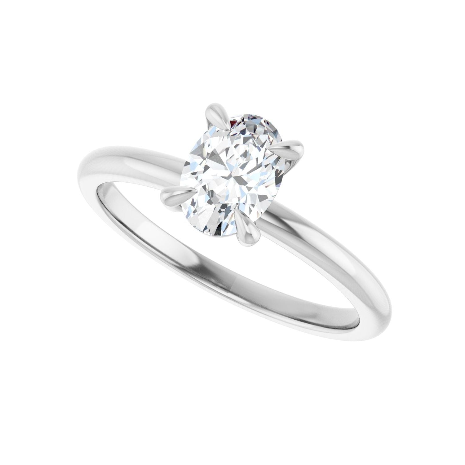 Oval Solitaire Engagement Ring | Metal Type=14K White Gold | Center Stone Size=1 CT | Image 5