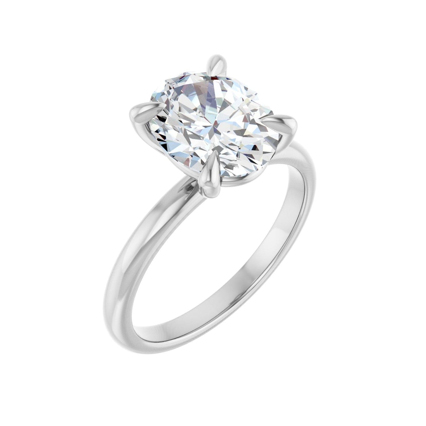 Oval Solitaire Engagement Ring | Metal Type=14K White Gold | Center Stone Size=2.5 CT | Image 1