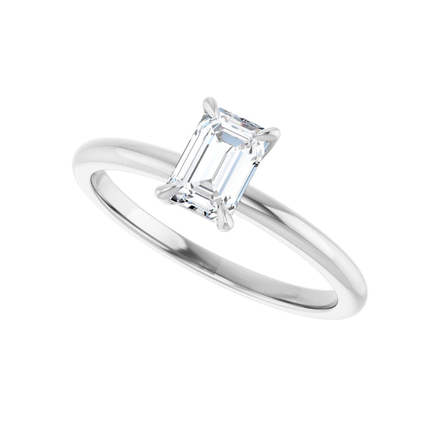 Emerald Solitaire Engagement Ring | Metal Type=14K White Gold | Center Stone Size=1 CT | Image 5