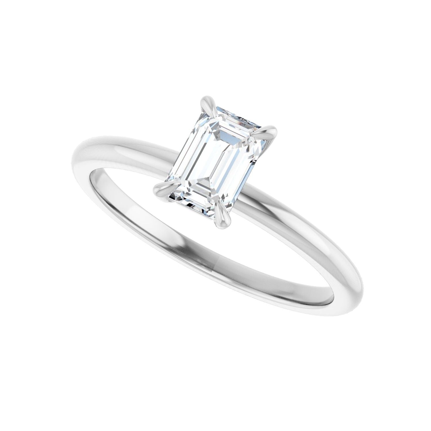 Emerald Solitaire Engagement Ring | Metal Type=14K White Gold | Center Stone Size=1 CT | Image 5