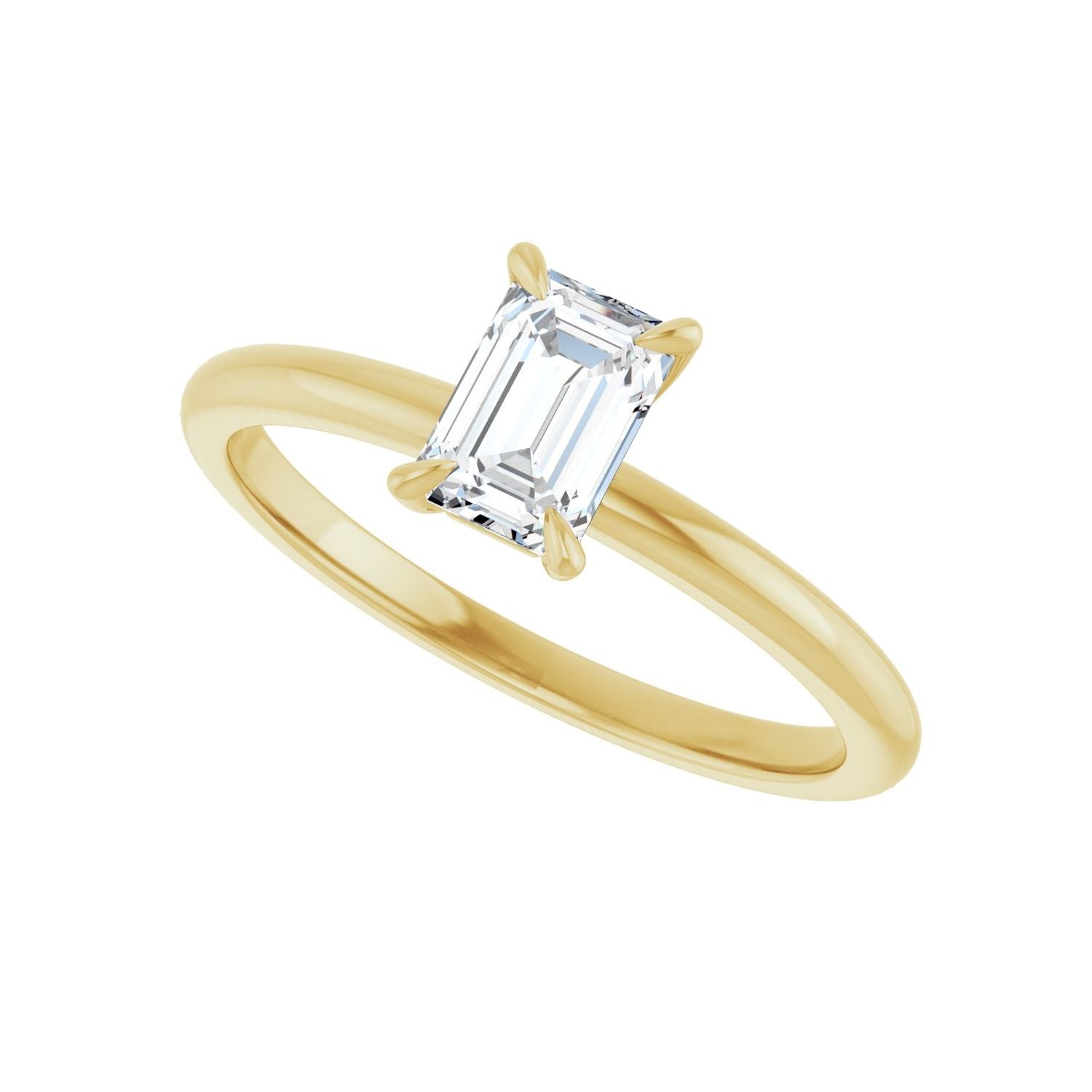 Emerald Solitaire Engagement Ring | Metal Type=14K Yellow Gold | Center Stone Size=1 CT | Image 5