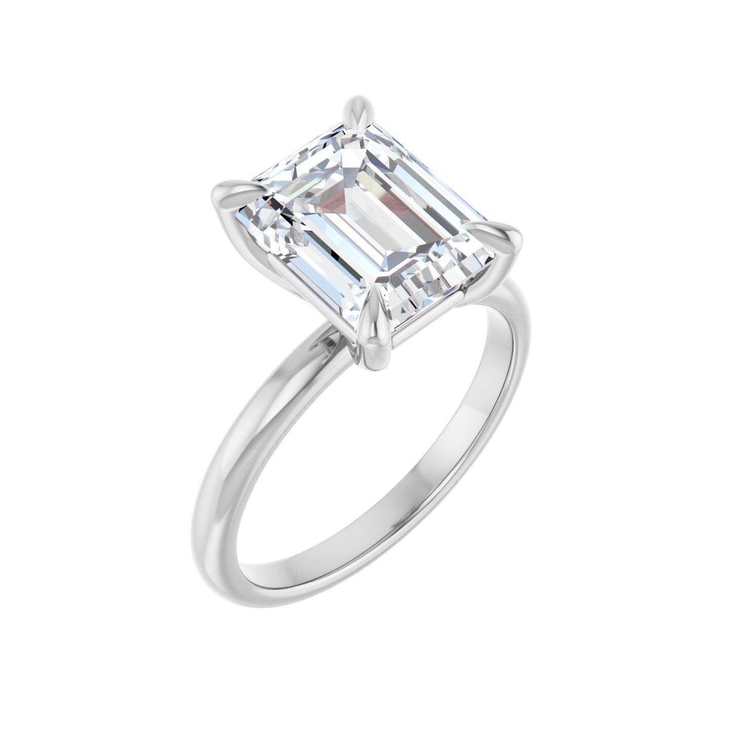 Emerald Solitaire Engagement Ring | Metal Type=14K White Gold | Center Stone Size=3 CT | Image 1