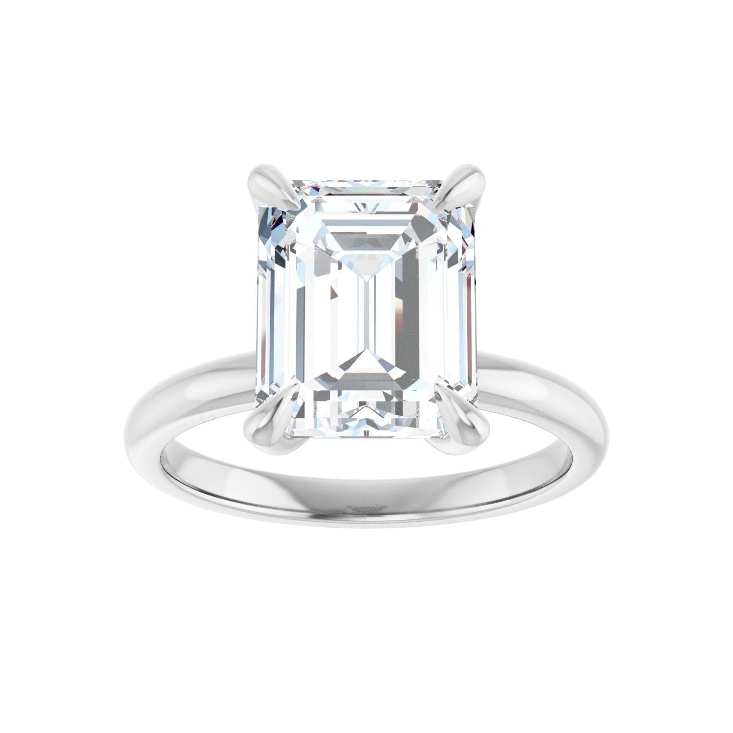Emerald Solitaire Engagement Ring | Metal Type=14K White Gold | Center Stone Size=3 CT | Image 3