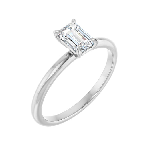 Emerald Solitaire Engagement Ring | Metal Type=14K White Gold | Center Stone Size=1 CT | Image 1