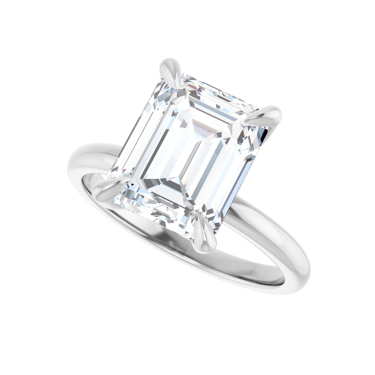 Emerald Solitaire Engagement Ring | Metal Type=14K White Gold | Center Stone Size=3 CT | Image 5