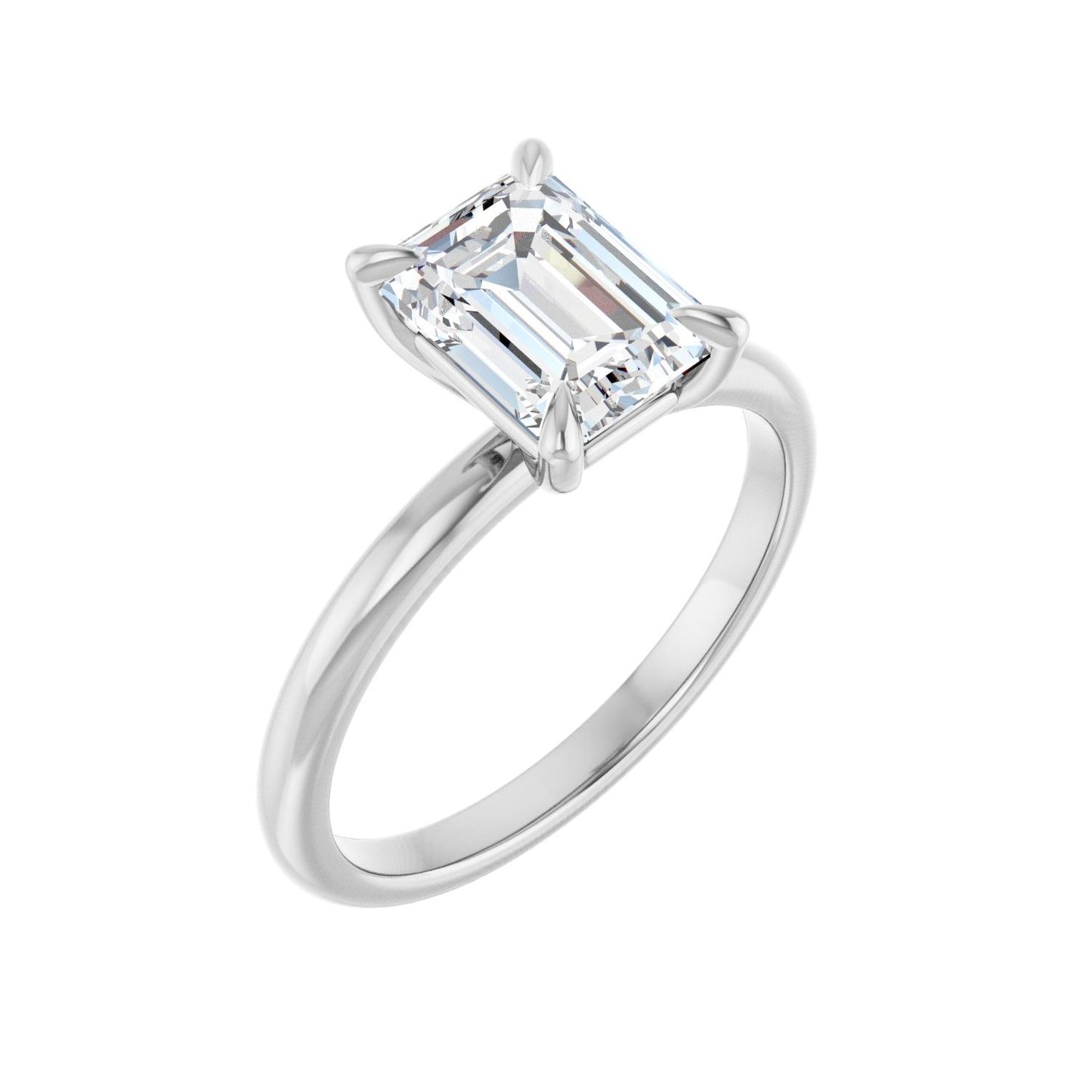 Emerald Solitaire Engagement Ring | Metal Type=14K White Gold | Center Stone Size=2 CT | Image 1
