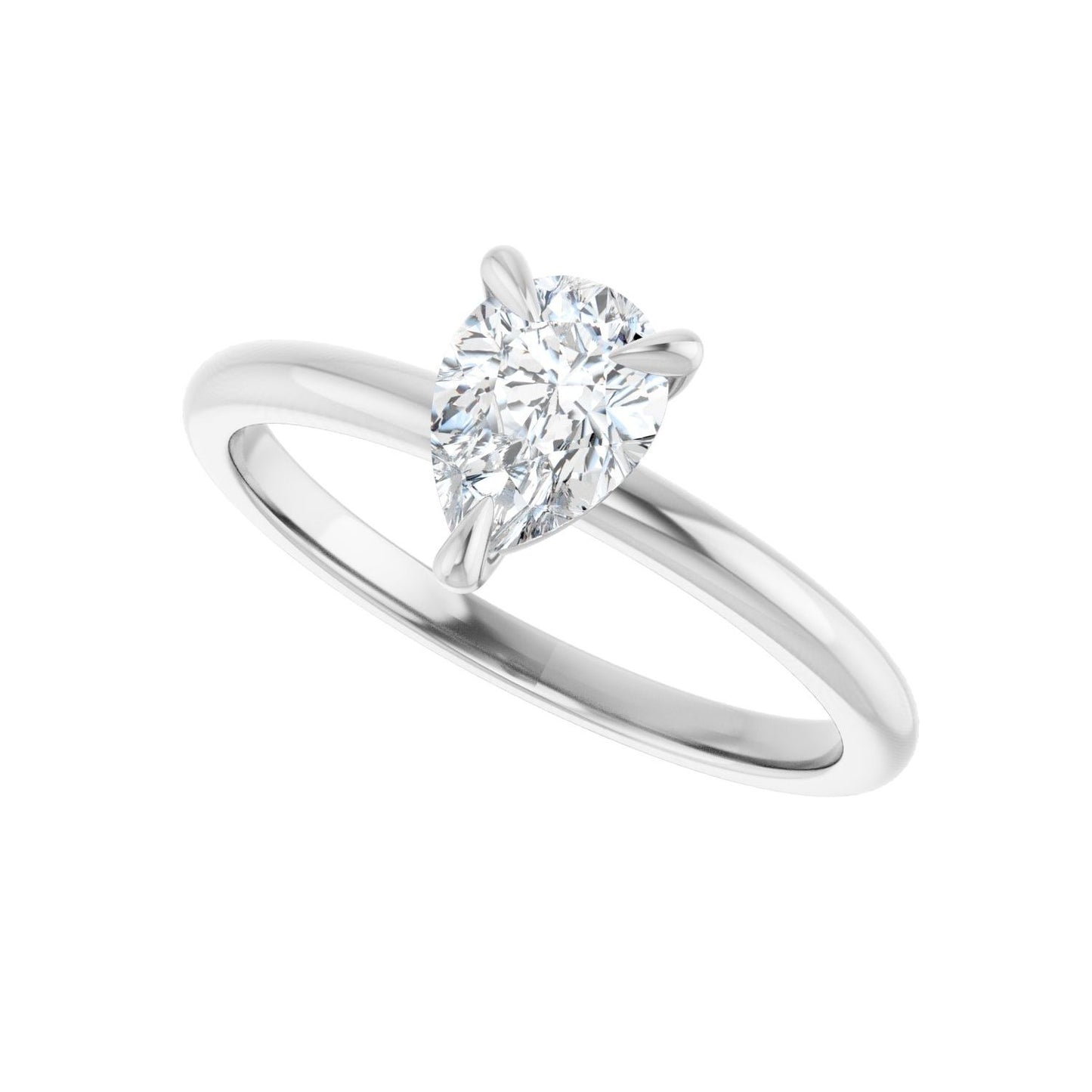 Pear Solitaire Engagement Ring | Metal Type=14K White Gold | Center Stone Size=1 CT | Image 5