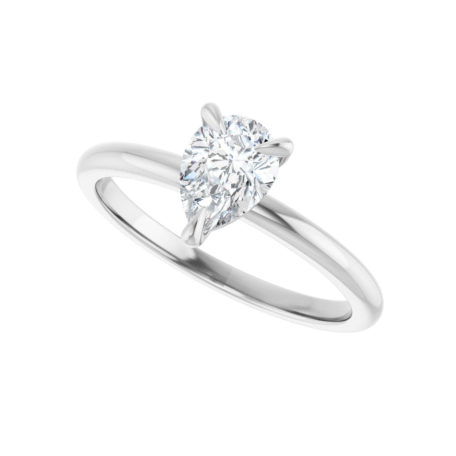 Pear Solitaire Engagement Ring | Metal Type=14K White Gold | Center Stone Size=1 CT | Image 5