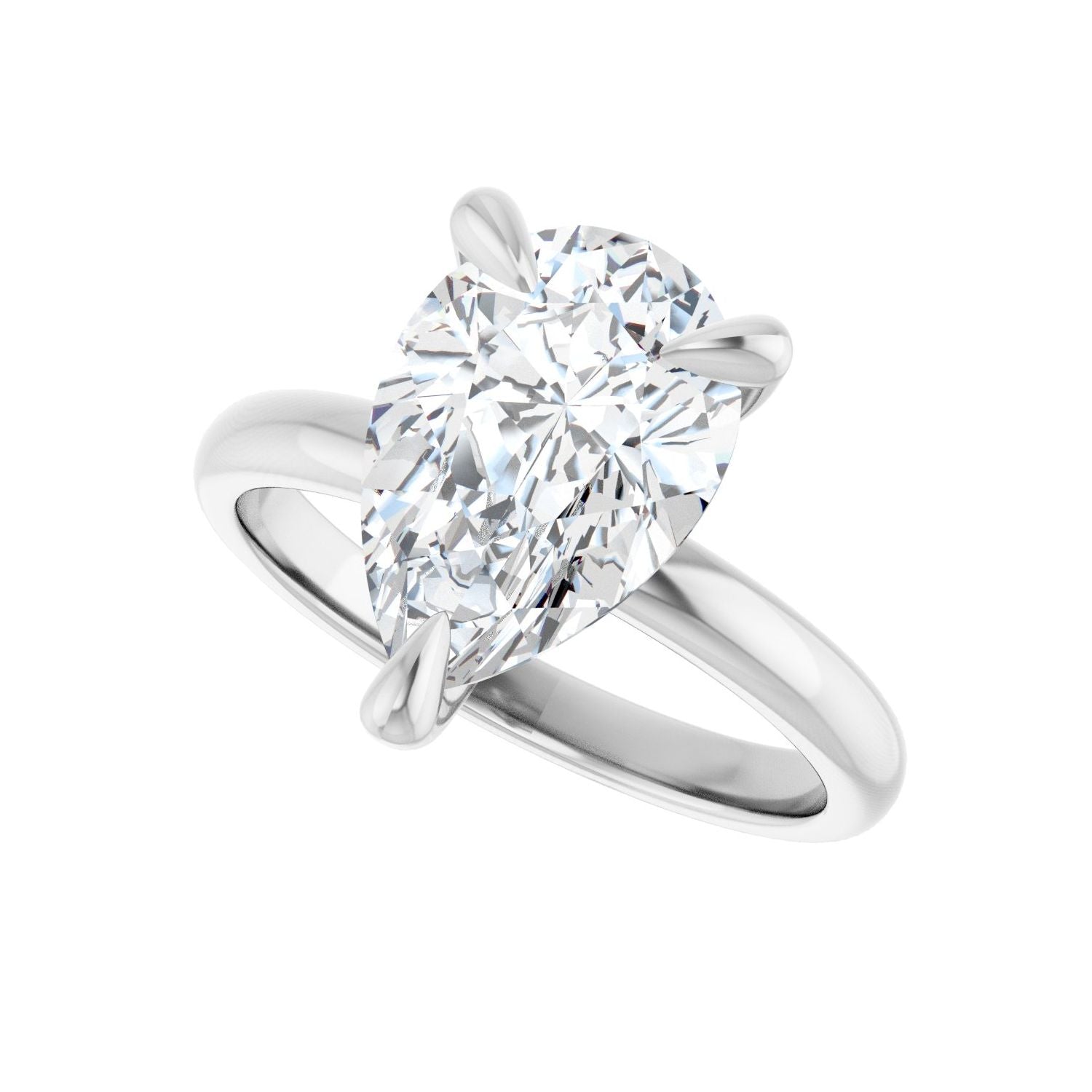 Pear Solitaire Engagement Ring | Metal Type=14K White Gold | Center Stone Size=3 CT | Image 5