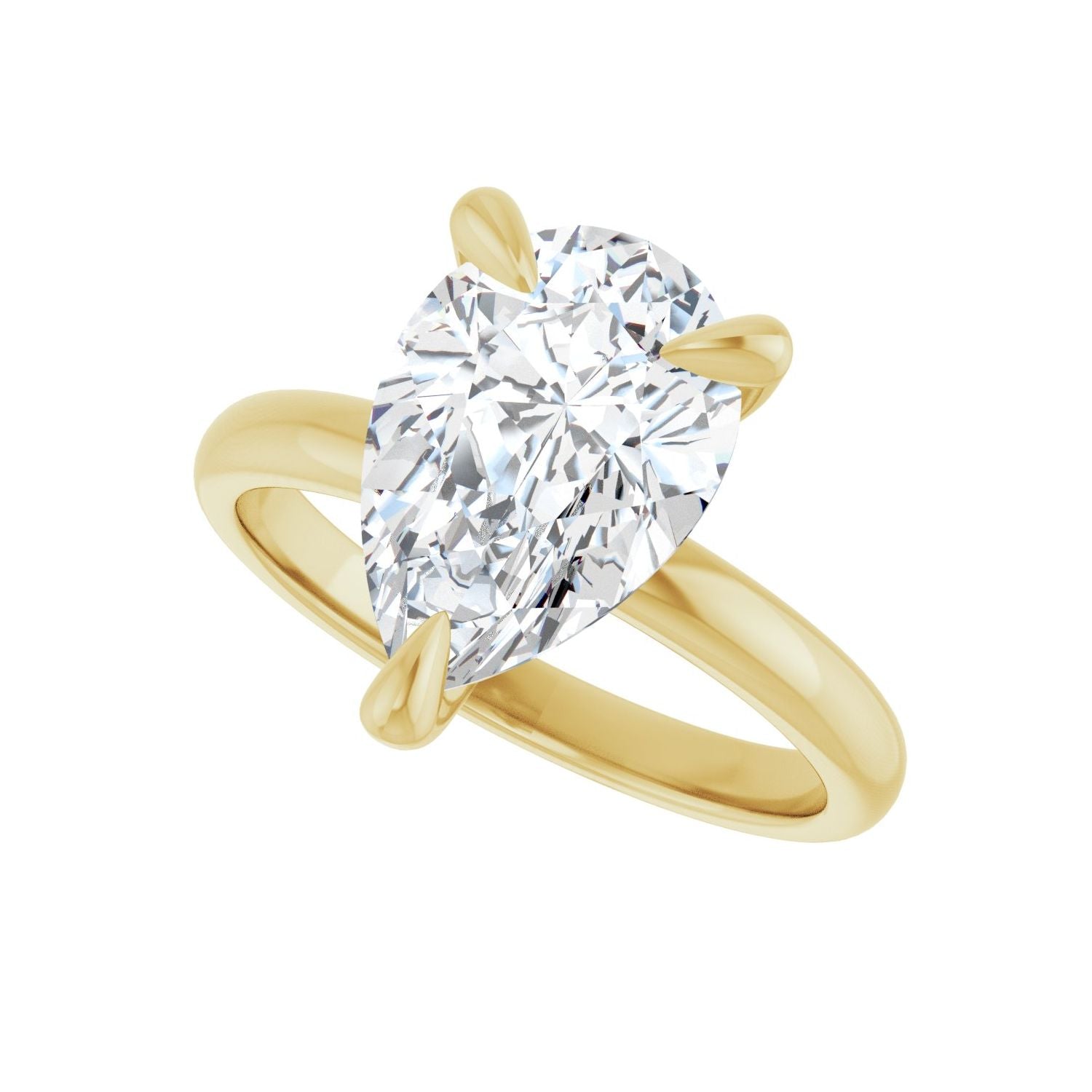 Pear Solitaire Engagement Ring | Metal Type=14K Yellow Gold | Center Stone Size=3 CT | Image 5