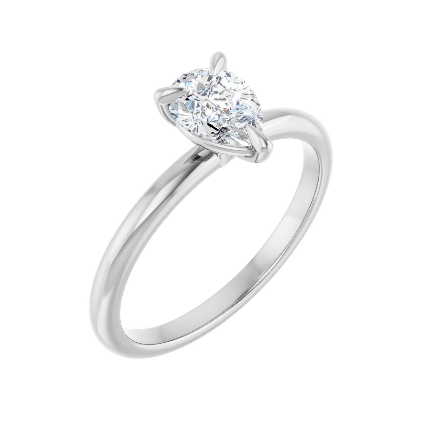 Pear Solitaire Engagement Ring | Metal Type=14K White Gold | Center Stone Size=1 CT | Image 1