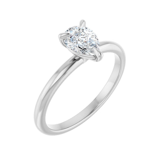 Pear Solitaire Engagement Ring | Metal Type=14K White Gold | Center Stone Size=1 CT | Image 1