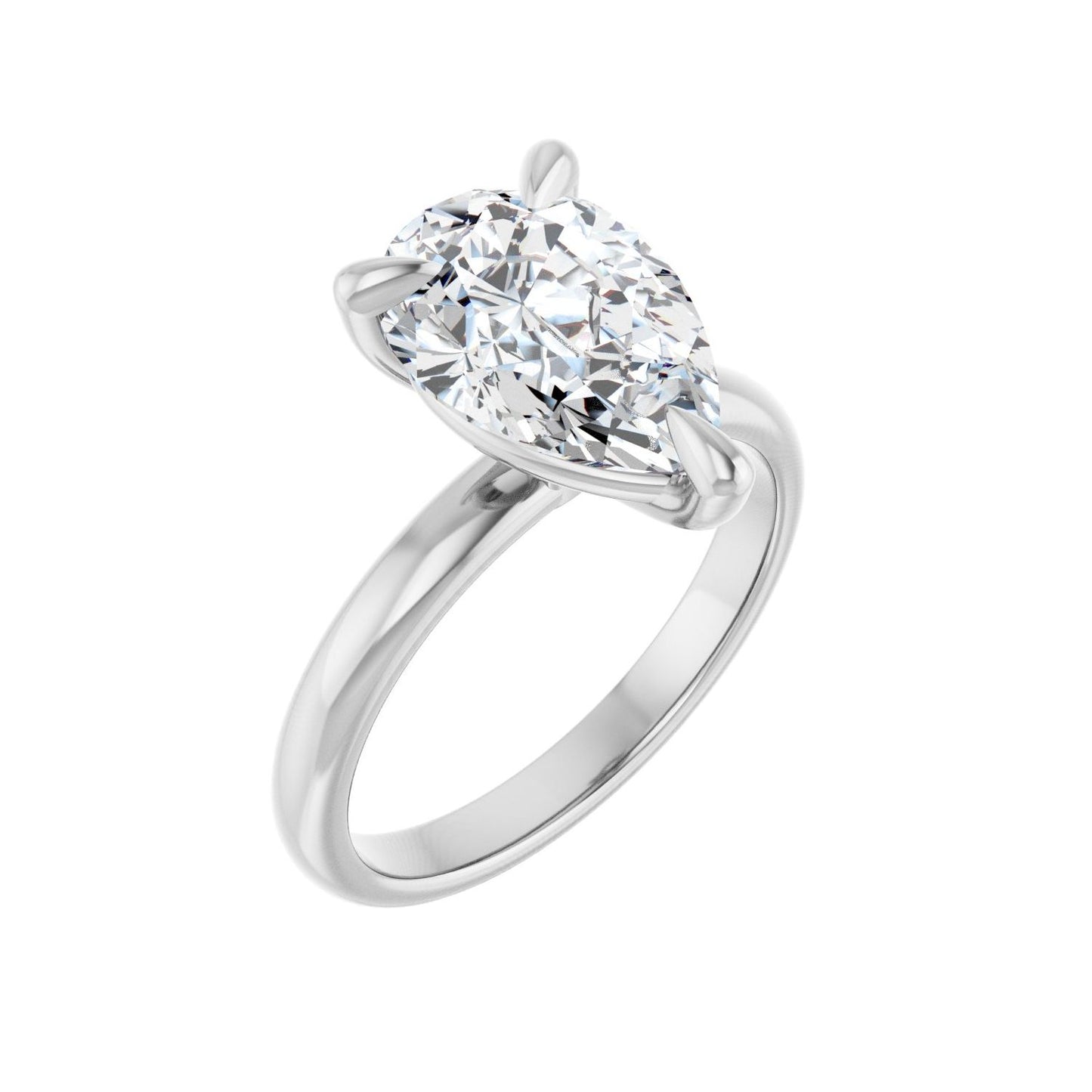 Pear Solitaire Engagement Ring | Metal Type=14K White Gold | Center Stone Size=3 CT | Image 1