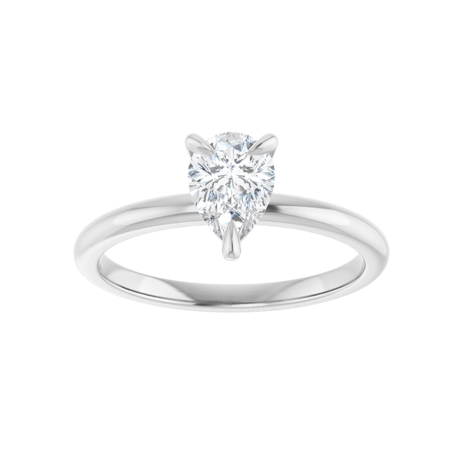 Pear Solitaire Engagement Ring | Metal Type=14K White Gold | Center Stone Size=1 CT | Image 3