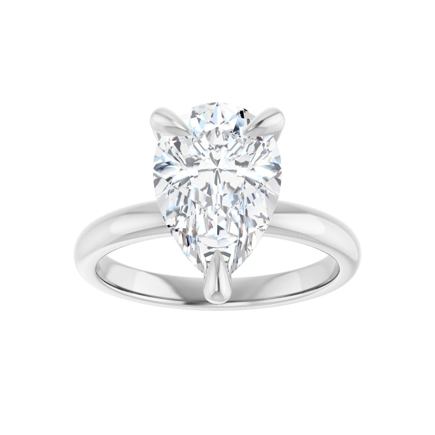 Pear Solitaire Engagement Ring | Metal Type=14K White Gold | Center Stone Size=3 CT | Image 3