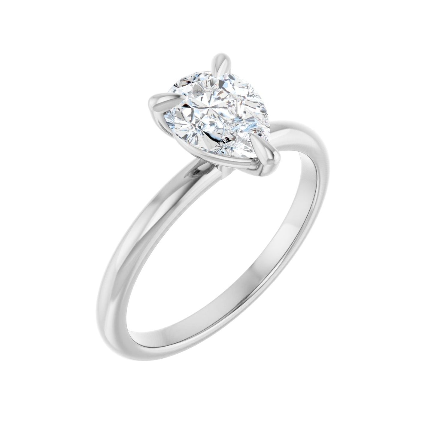 Pear Solitaire Engagement Ring | Metal Type=14K White Gold | Center Stone Size=1.5 CT | Image 1
