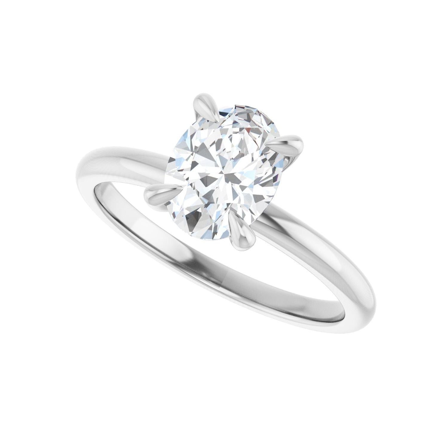 Oval Solitaire Engagement Ring | Metal Type=14K White Gold | Center Stone Size=1.5 CT | Image 5