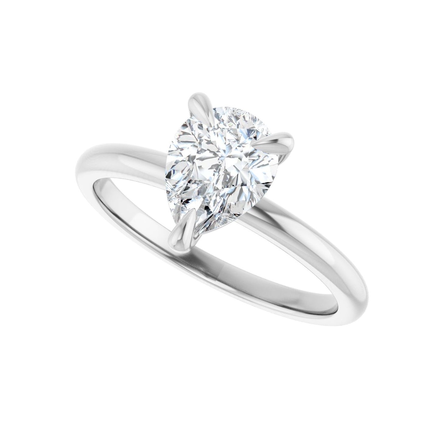 Pear Solitaire Engagement Ring | Metal Type=14K White Gold | Center Stone Size=1.5 CT | Image 5
