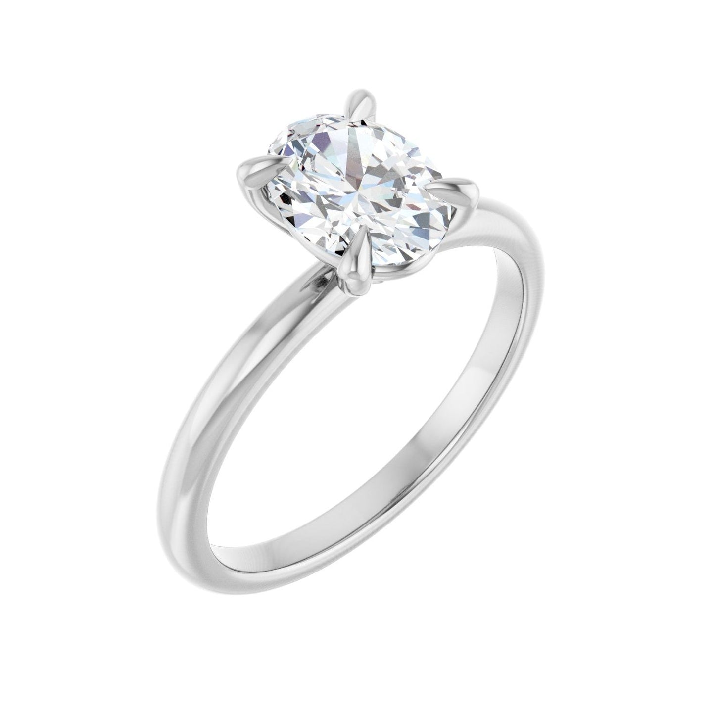 Oval Solitaire Engagement Ring | Metal Type=14K White Gold | Center Stone Size=1.5 CT | Image 1