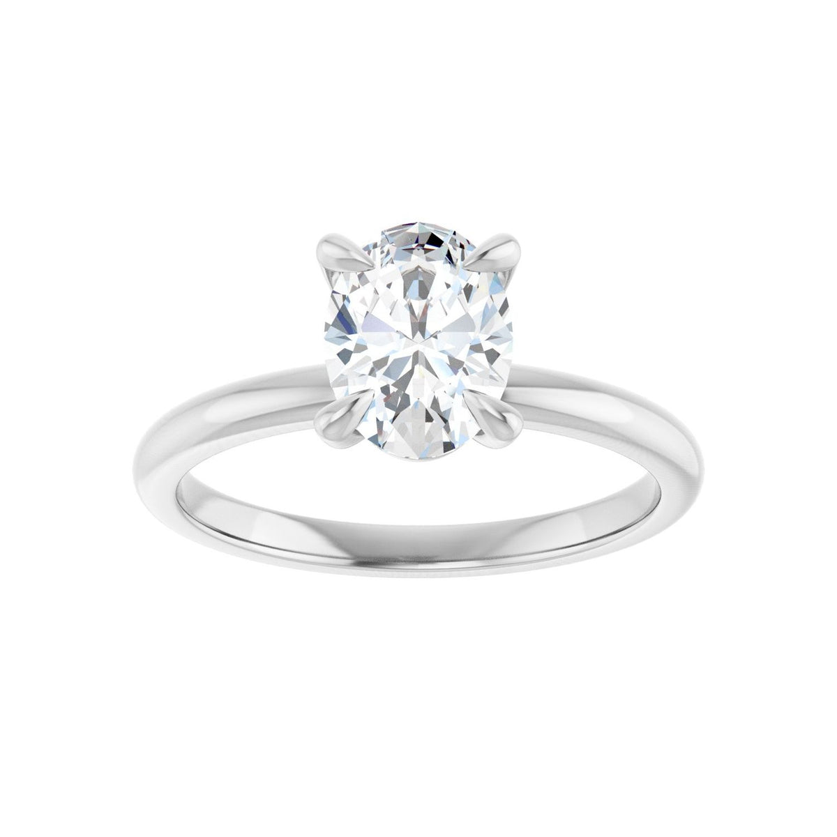 Oval Solitaire Engagement Ring | Metal Type=14K White Gold | Center Stone Size=1.5 CT | Image 1