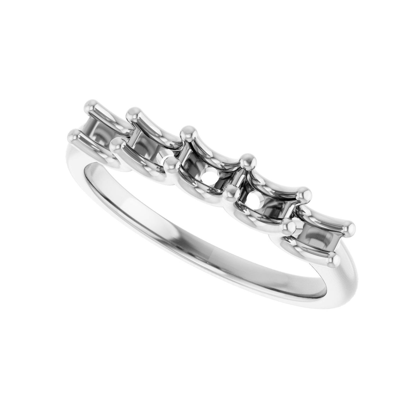 U-Prong Five-Stone Anniversary Band - Round 3MM-4MM | Metal Type=14K White Gold | Diamond Size=3.5MM | Image 2