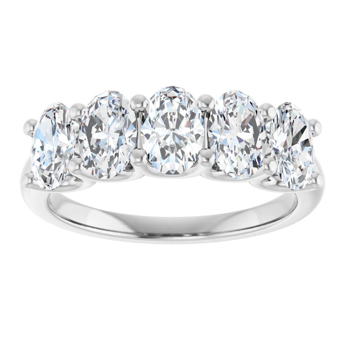 U-Prong Five-Stone Anniversary Band - Oval | Metal Type=14K White Gold | Diamond Size=6 X 4 mm | Image 4
