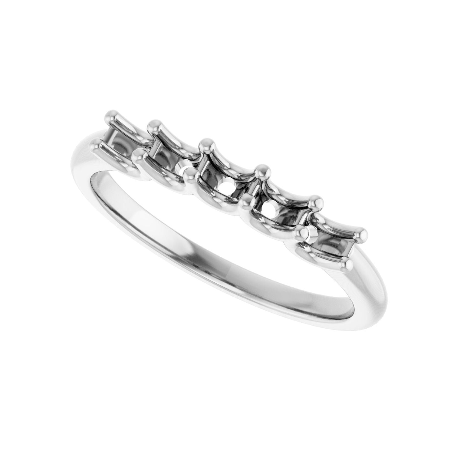 U-Prong Five-Stone Anniversary Band - Round 3MM-4MM | Metal Type=14K White Gold | Diamond Size=3MM | Image 2