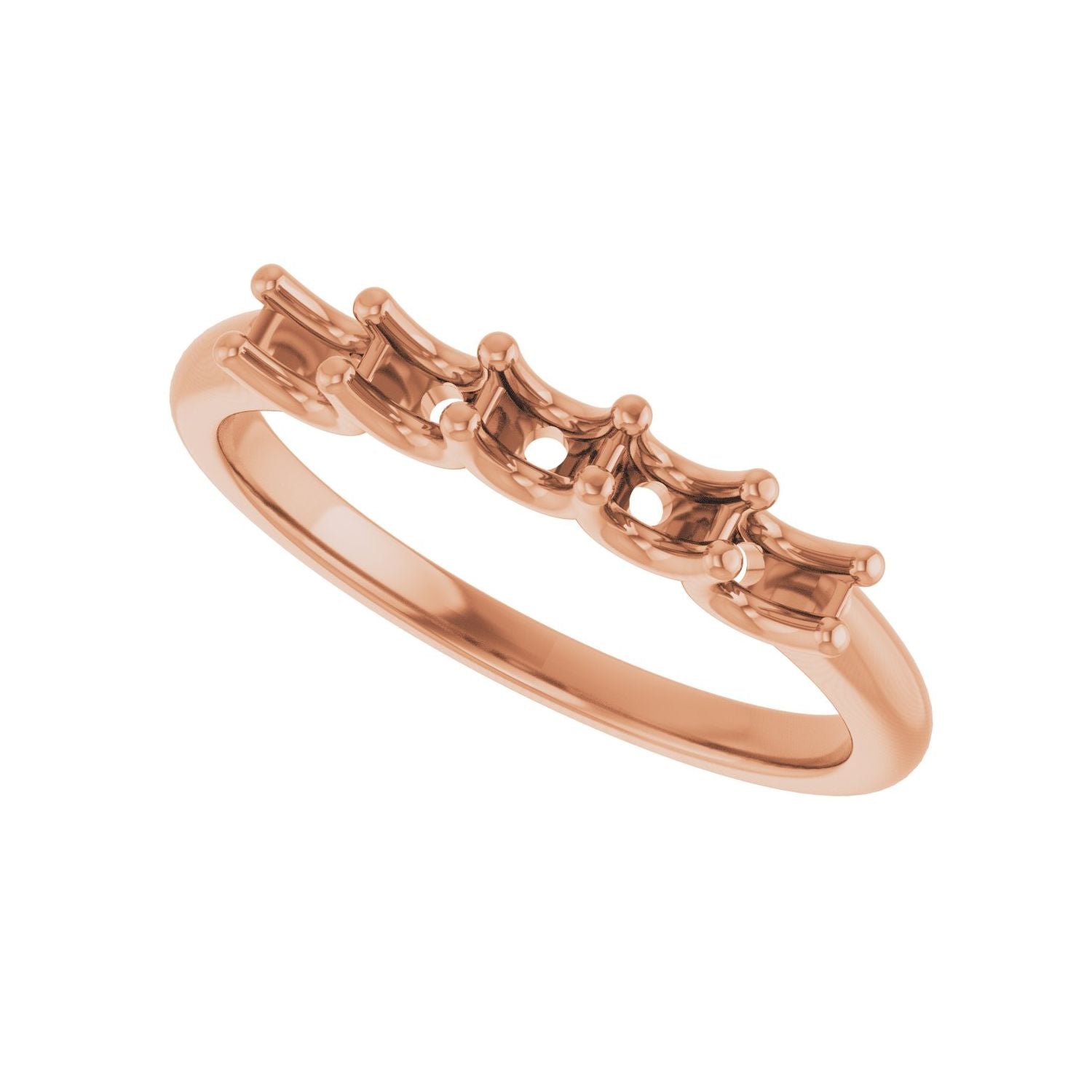 U-Prong Five-Stone Anniversary Band - Round 3MM-4MM | Metal Type=14K Rose Gold | Diamond Size=3MM | Image 2