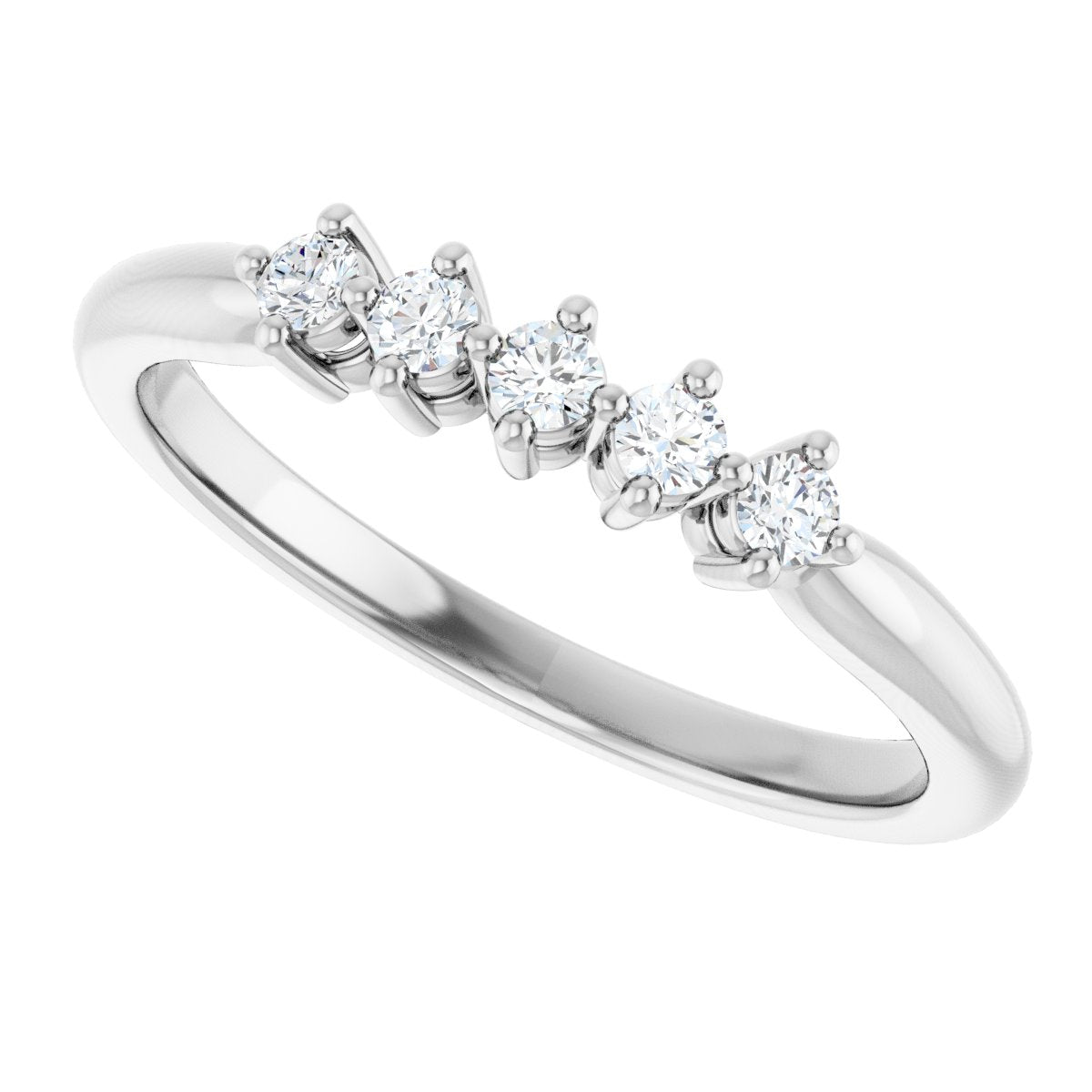 Five-Stone Anniversary Band - Round | Metal Type=14K White Gold | Diamond Size=2MM | Image 3