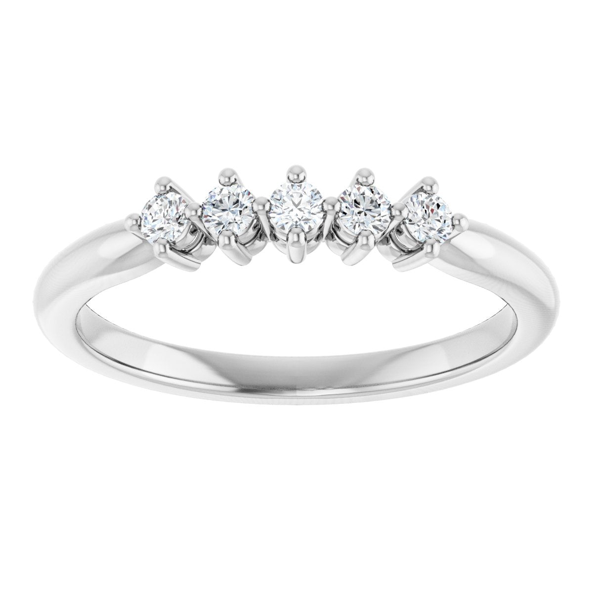 Five-Stone Anniversary Band - Round | Metal Type=14K White Gold | Diamond Size=2MM | Image 1