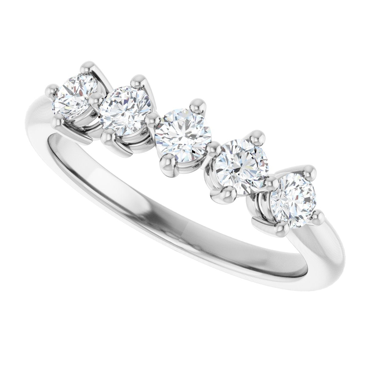 Five-Stone Anniversary Band - Round | Metal Type=14K White Gold | Diamond Size=3MM | Image 3