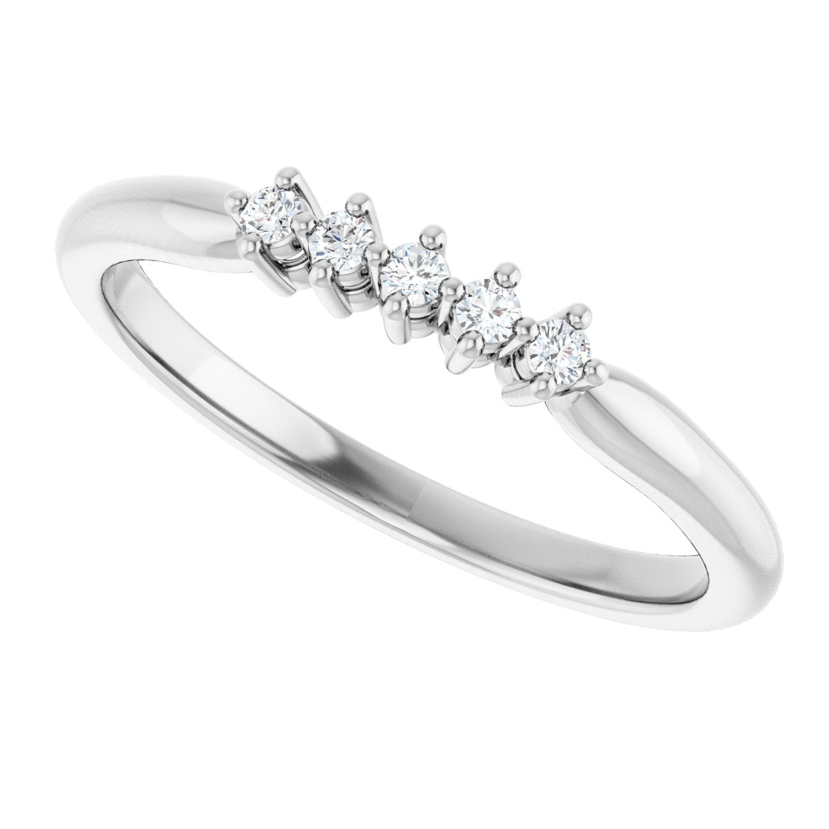 Five-Stone Anniversary Band - Round | Metal Type=14K White Gold | Diamond Size=1.5MM | Image 3