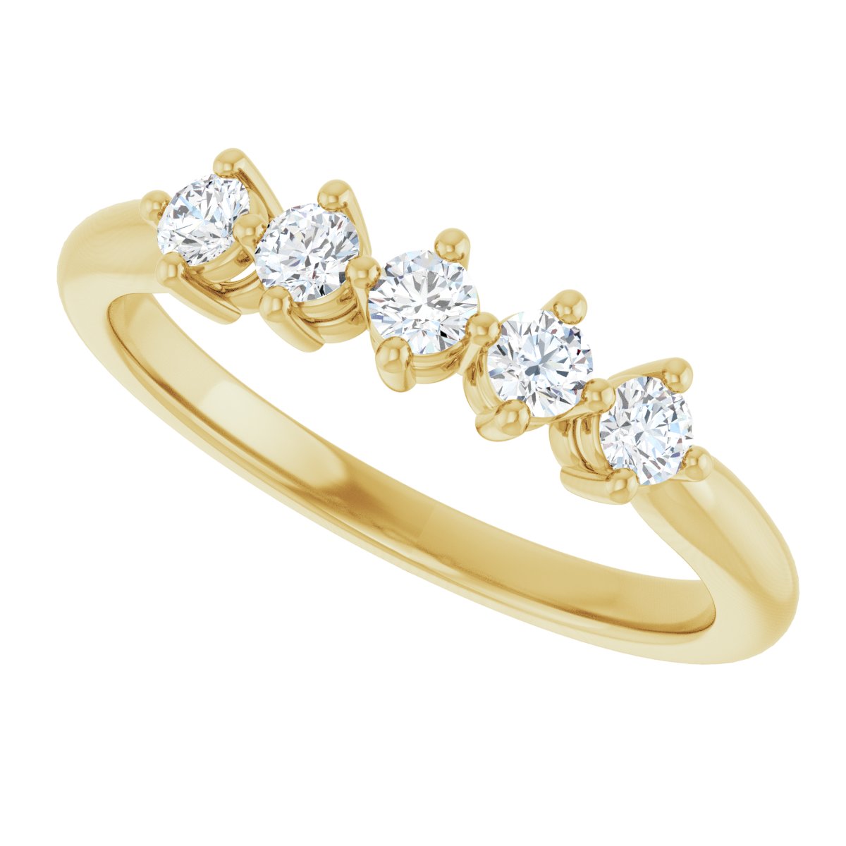 Five-Stone Anniversary Band - Round | Metal Type=14K Yellow Gold | Diamond Size=2.5MM | Image 3