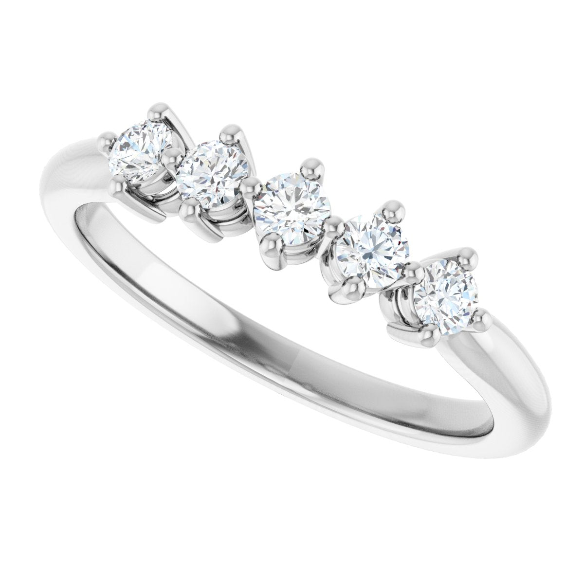 Five-Stone Anniversary Band - Round | Metal Type=14K White Gold | Diamond Size=2.5MM | Image 3