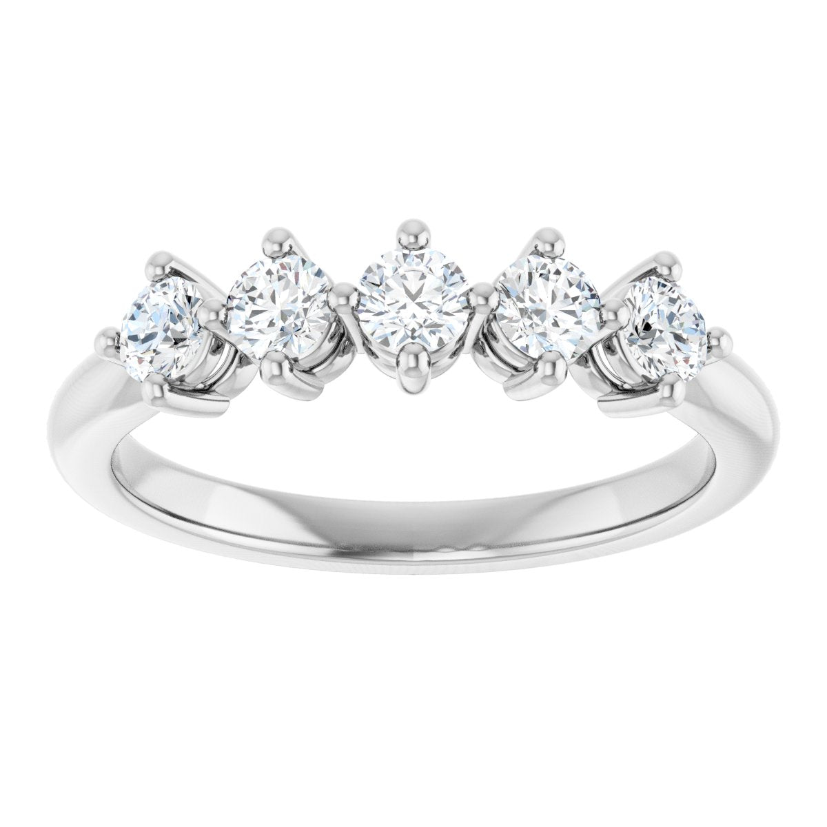 Five-Stone Anniversary Band - Round | Metal Type=14K White Gold | Diamond Size=3MM | Image 1