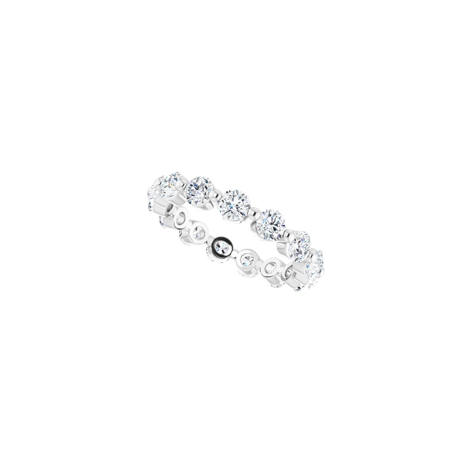 Shared-Prong Eternity Band - Round 3MM-4MM | Metal Type=14K White Gold | Diamond Size=3MM | Image 2