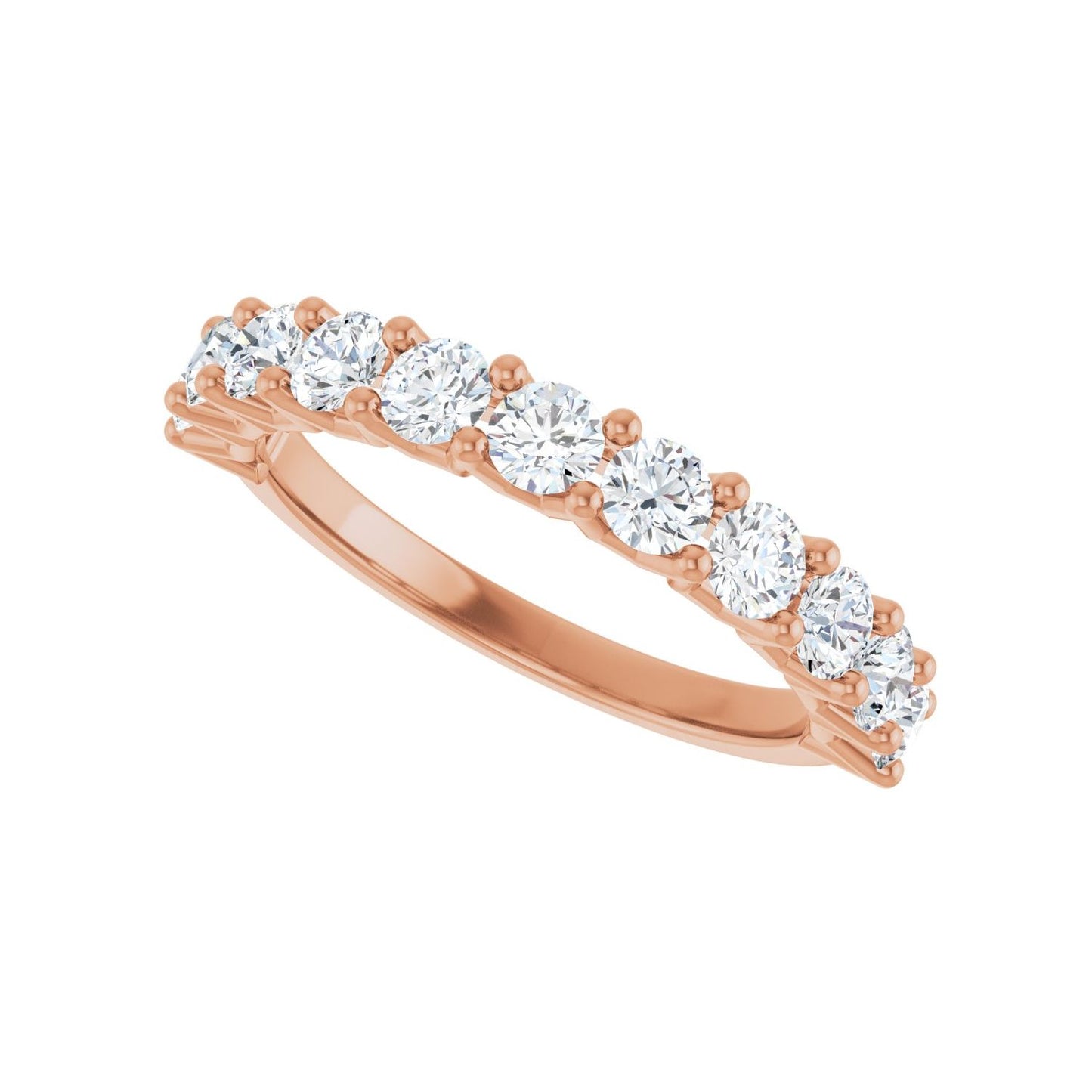 Shared-Prong Anniversary Band - Round 3MM-4MM | Metal Type=14K Rose Gold | Diamond Size=3MM | Image 2