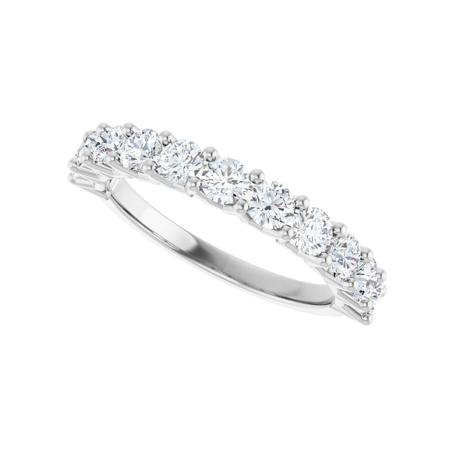 Shared-Prong Anniversary Band - Round 3MM-4MM | Metal Type=14K White Gold | Diamond Size=3MM | Image 2