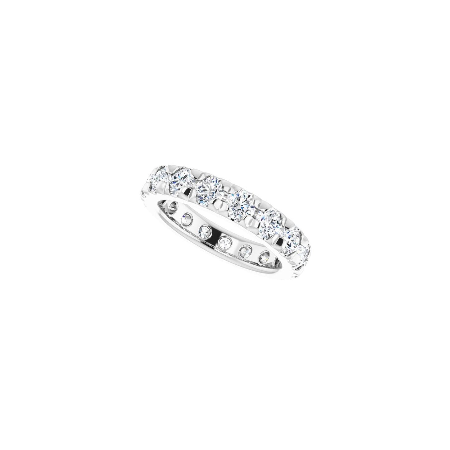 French-Set Eternity Band - Round 3MM-4MM | Metal Type=Platinum | Diamond Size=3.5MM | Image 2